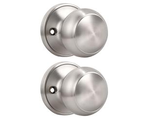 KNOBWELL 2 Pack Non-Turning Dummy Door Knobs Interior - Satin Nickel, Keyless Closet Door Knobs for French Doors Single Side
