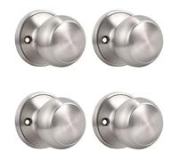 KNOBWELL 4 Pack Dummy Door Knob Interior, Keyless Closet Door Knobs Satin Nickel Dummy Door Knob, Inactive Door Knobs for French, Individual Non-Turning Dummy Door Knob Single Side
