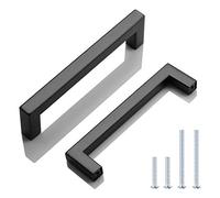 KNOBWELL 40 Pack Contemporary Cabinet Handles Stainless Steel 5" Hole Center, 5-1/2" Overall Length, Kitchen Cabinet Hardware, Dresser Drawer Handles, Matte Black