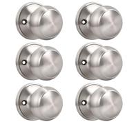 KNOBWELL 6 Pack Dummy Door Knob Interior, Keyless Closet Door Knobs Satin Nickel Dummy Door Knob, Inactive Door Knobs for French, Individual Non-Turning Dummy Door Knob Single Side