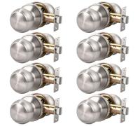 KNOBWELL 8 Pack Passage Door Knob Brushed Nickel,Round Door knob for Hall and Closet Door Knobs, Non-Locking Round Door Handle, Satin Nickel Interior Door Knob, Keyless Stainless Steel Passage Knobs