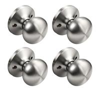 KNOBWELL Brushed Nickel Dummy Door Knobs, Interior Single Sided Door Knob for Closet and Hallway Doors, Keyless Non-Turning Indoor Door Knobset, Flat Ball Shape, 4 Pack