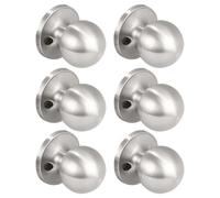 KNOBWELL Brushed Nickel Dummy Door Knobs, Interior Single Sided Door Knob for Closet and Hallway Doors, Keyless Non-Turning Door Knob, Round Ball Shape Door Handle,6 Pack
