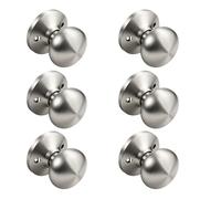 KNOBWELL Brushed Nickel Dummy Door Knobs, Interior Single Sided Door Knob for Closet and Hallway Doors, Keyless Non-Turning Indoor Door Knobset, Flat Ball Shape, 6 Pack