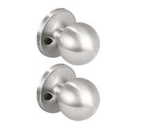KNOBWELL Brushed Nickel Dummy Door Knobs, Interior Single Sided Door Knob for Closet and Hallway Doors, Keyless Non-Turning Door Knob, Round Ball Shape Door Handle,2 Pack