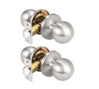 KNOBWELL Brushed Nickel Passage Door Knob, Closet Door Knob for Hallway, Interior Door Knobs with Round Ball Shape Knob, Keyless Non-Locking Satin Nickel Indoor Door Knob, 2 Pack