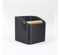 KNOCDIC The Square Knock Box with Oak Knock Bar, Coffee Knock Box, Barista Knock Box, Unique Gift for Coffee Lovers, Strong, Durable, Impact-Resistant, Matte Charcoal (Oak, Medium)