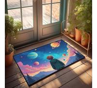Knock Before Entering Door Sign Child Gazing At Colorful Planets In The Sky Doormat Farmhouse Front Door Mat Fall Door Rug(50X80CM)