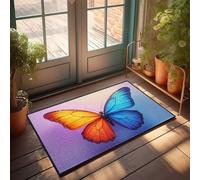 Knock Before Entering Door Sign Colorful Butterfly Wings: A Stunning Display Of Nature'S Artistry Doormat Farmhouse Front Door Mat Fall Door Rug(50X80CM)