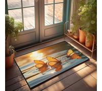 Knock Before Entering Door Sign Golden Butterflies At Sunset Reflections Doormat Farmhouse Front Door Mat Fall Door Rug(65X90CM)