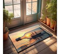 Knock Before Entering Door Sign Ship In A Bottle At Sunset Doormat Farmhouse Front Door Mat Fall Door Rug(40X60CM)