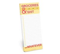 Knock Knock Make-a-List Pad - Groceries and Shit - Shopping List Notepad, 3.5 x 9 in, 1-Count