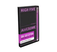 Knock Knock High Five/Awesome Sticky Note Set, 2-Count Black Paper Sticky Note Pads with Metallic Gel Pen: Sticky Note Set + Gel Pen
