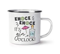 Knock Knock It's Gin O'Clock Retro Enamel Mug Cup