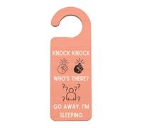 'Knock Knock Who's There? Go Away I'm Sleeping' Door Handle Hanger - Funny Novelty Room Sign(doorh-kf23-knockknock)