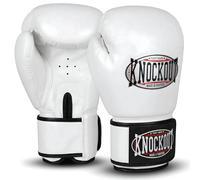 Knock Out Essential Gel Boxing Kickboxing Punching Bag Gloves (White, 16oz)