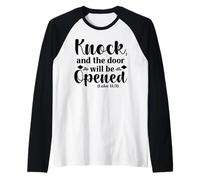Knock The Door Will Be Open - Bible Verse Christian Faith Raglan Baseball Tee