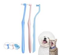 KnocKconK 3 Pack Cat Toothbrush with Mini Soft Head, Small Dog Teeth Deep Clean Dense Brush, Pet Safe and Effective Oral Care, Cat Tooth Brush Away Bad Breath(Pink, Blue)