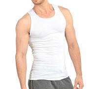 Knocker 6 Pack A Shirt Wife Beaters Under Ribbed Cotton Men's, White, Large