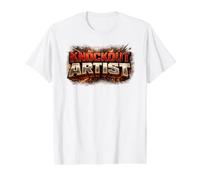 Knockout Artist Line Art Fighter Workout Gym Combat Gift Value Graphic T-Shirt, Men, White, S
