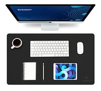 Knodel Desk Pad, Office Desk Mat, 60cm x 35cm PU Leather Desk Blotter, Laptop Desk Mat, Waterproof Desk Writing Pad for Office and Home, Dual-Sided (Black)
