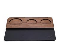 KNODOS 54mm Tamping Mat For Breville Espresso Machine Accessories Walnut & Leather Tamp Station Organizer with Multi-Slot Design for Espresso Tools Tamper, Distributor, Funnel & Puck Screens