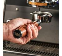 KNODOS Bottomless Portafilter 58mm for E61 Group Head Fits Quick Mill, ECM, Rocket, Bezzera, Lelit, Profitec, Expobar, Flair 58 - Rosewood Handle with Double Shot Basket