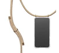 KNOK Mobile Phone Case with Chain Compatible with Apple iPhone 16 Pro Max, Transparent Shock-Absorbent Case with Gold Strap