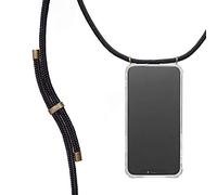 KNOK Mobile Phone Chain Compatible with Apple iPhone 17 Pro, Silicone Case with Strap, Mobile Phone Case for Smartphone for Hanging, Transparent Case with Cord, Protective Case with Cord in Black