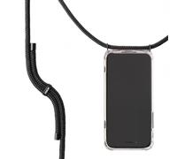 KNOK Mobile Phone Chain Compatible with Apple iPhone 17, Silicone Case with Strap, Mobile Phone Case for Smartphone for Hanging, Transparent Case with Cord, Protective Case with Cord in All Black