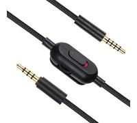 Knomix 3.5mm(1/8") G Pro X Cord Gaming Headset Cable Replacement for Logitech G Pro / G433 / G233, Nylon Braided Wire with Inline Mute Switch and Volume Controller, 2M 6ft Long (Black Braided)