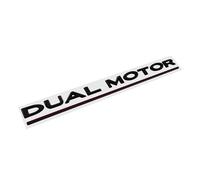 Knomix Dual Motor Emblem Badge Sticker Plaid Decor Letters Compatible with Tesla Model 3 Y X S Accessories (Matte Black-Red Line)