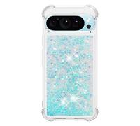 Knoowcase for Google Pixel 10 Case, Google 10 Pro Case Clear Silicone Shockproof Glitter Sparkle Quicksand Floating Shiny Liquid TPU Shell for Women Girls Protective Back Cover, Silver Blue Stars