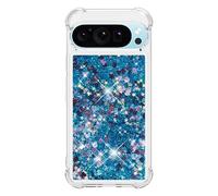 Knoowcase for Google Pixel 10 Pro XL Case Clear Silicone Shockproof Glitter Sparkle Quicksand Floating Shiny Liquid TPU Shell for Women Girls Full Body Protection Back Cover, Blue Hearts