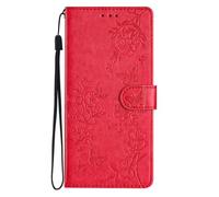 Knoowcase for Honor 400 Pro Case Shockproof Butterfly Flowers Embossed Case for Honor 400 Pro Wallet Case PU Leather Card Holder Flip Slots Silicone Bumper Protective Kickstand Magnet Cover, Red