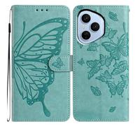 Knoowcase for Honor 400 Pro Case Shockproof PU Leather Wallet Case for Honor 400 Pro Case with Card Holder Flip Slots Silicone Butterfly embossing Bumper Protective Kickstand Magnet Cover, Green