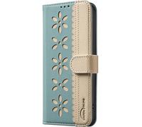 Knoowcase for Honor 600 Case for Honor 600 Phone Case Flowers Pattern Shockproof PU Leather Wallet Pouch Cover with Card Holder Kickstand Drop Protection Anti-Scratch Back Bumper, Green