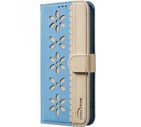 Knoowcase for Honor 600 Case for Honor 600 Phone Case Flowers Pattern Shockproof PU Leather Wallet Pouch Cover with Card Holder Kickstand Drop Protection Anti-Scratch Back Bumper, Light Blue