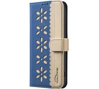 Knoowcase for Honor 600 Case for Honor 600 Phone Case Flowers Pattern Shockproof PU Leather Wallet Pouch Cover with Card Holder Kickstand Drop Protection Anti-Scratch Back Bumper, Blue