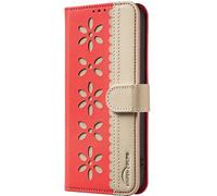 Knoowcase for Honor 600 Case for Honor 600 Phone Case Flowers Pattern Shockproof PU Leather Wallet Pouch Cover with Card Holder Kickstand Drop Protection Anti-Scratch Back Bumper, Red