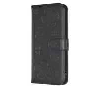 Knoowcase for Honor 600 Phone Case Shockproof PU Leather Bumper Flip Bookstyle Wallet Pouch Embossed Four Leaf Clover Stand Drop Protection Cover for Honor 600 with Card Holder, Black