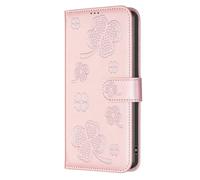 Knoowcase for Honor 600 Phone Case Shockproof PU Leather Bumper Flip Bookstyle Wallet Pouch Embossed Four Leaf Clover Stand Drop Protection Cover for Honor 600 with Card Holder, Rose Gold