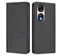 Knoowcase for Honor 90 5G Case Butterfly Embossed for Honor 90 5G Phone Case with Card Holder Magnetic Closure Shockproof PU Leather Wallet Kickstand Full Protective Cover, Black