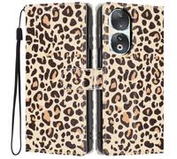Knoowcase for Honor 90 Case, Shockproof Wallet Pouch for Honor 90 Phone Case with Card Slots PU Leather Bumper Kickstand Full Protective Magnetic Closure Cover, Black Dots