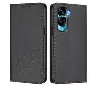 Knoowcase for Honor 90 Lite 5G/ X50i 5G Case Butterfly Embossed Case with Card Holder Magnetic Closure Shockproof PU Leather Wallet Kickstand Full Protective Cover, Black