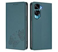 Knoowcase for Honor 90 Lite 5G/ X50i 5G Case Butterfly Embossed Case with Card Holder Magnetic Closure Shockproof PU Leather Wallet Kickstand Full Protective Cover, Dark Green
