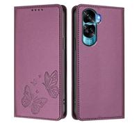 Knoowcase for Honor 90 Lite 5G/ X50i 5G Case Butterfly Embossed Case with Card Holder Magnetic Closure Shockproof PU Leather Wallet Kickstand Full Protective Cover, Purple