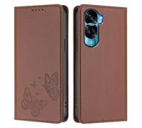 Knoowcase for Honor 90 Lite 5G/ X50i 5G Case Butterfly Embossed Case with Card Holder Magnetic Closure Shockproof PU Leather Wallet Kickstand Full Protective Cover, Brown