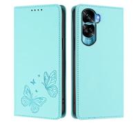 Knoowcase for Honor 90 Lite 5G/ X50i 5G Case Butterfly Embossed Case with Card Holder Magnetic Closure Shockproof PU Leather Wallet Kickstand Full Protective Cover, Green