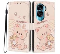 Knoowcase for Honor 90 Lite Case, Shockproof Wallet Pouch for Honor 90 Lite Phone Case with Card Slots PU Leather Bumper Kickstand Full Protective Magnetic Closure Cover, Bear